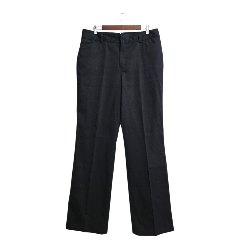 Eddie Bauer High Rise Wide Leg Wrinkle Resistant Trousers In Black Sz 14 Tall